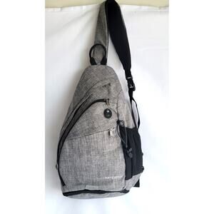 WATERFLY Gray and White Canvas Sling Backpack Unisex